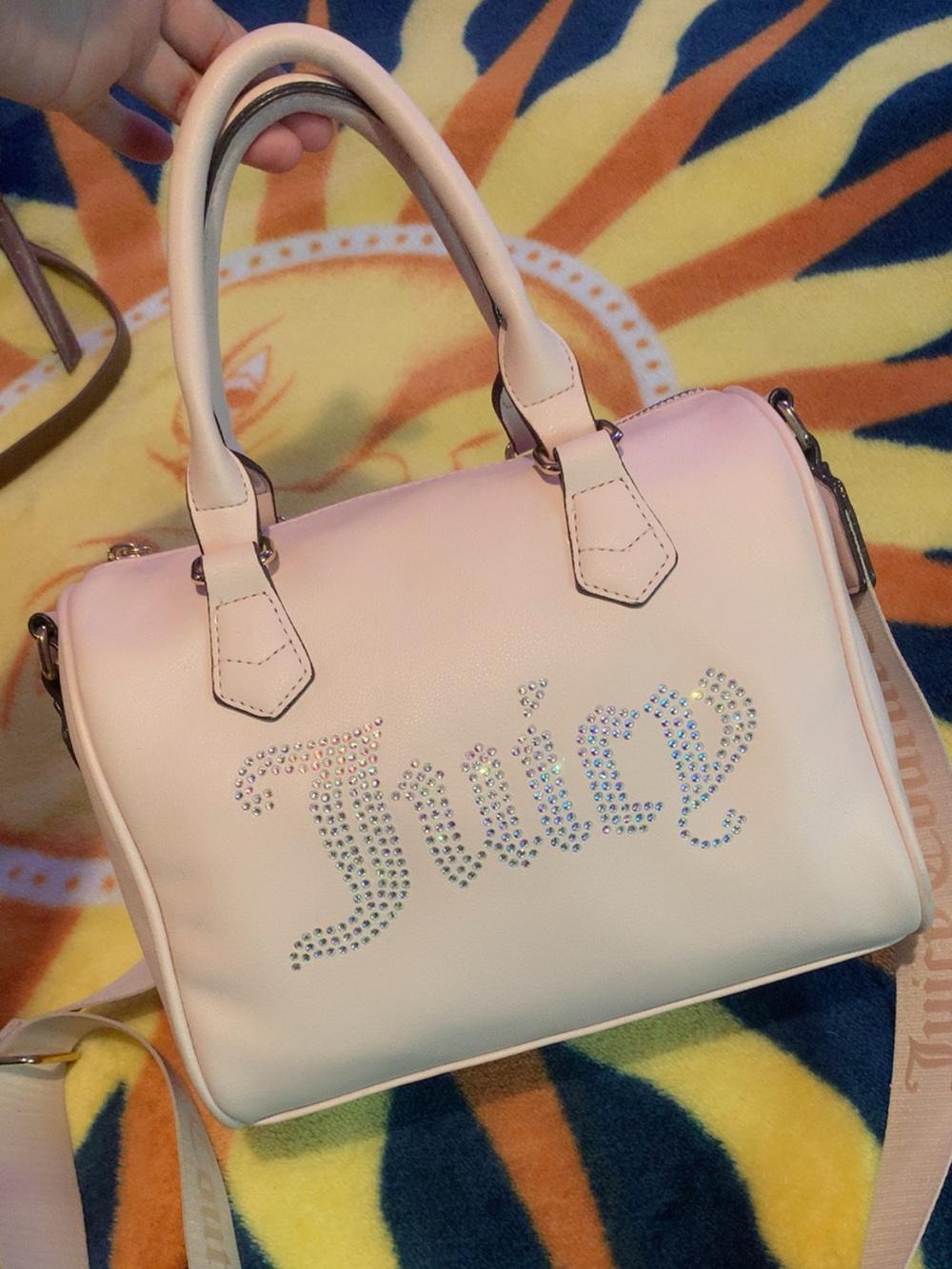 Juicy Couture Light Pink Rhinestone Logo Satchel